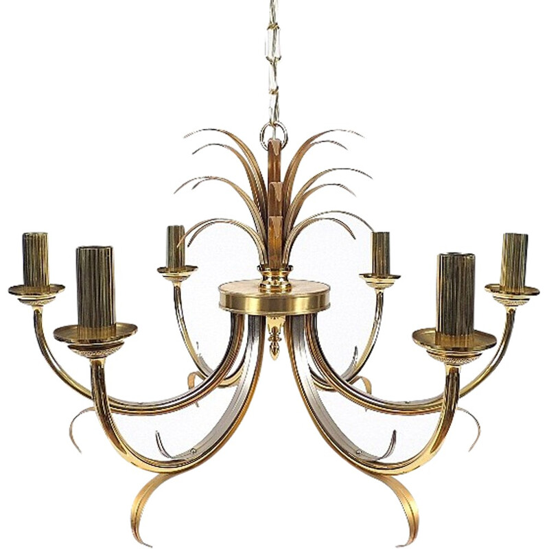 Pair of Belgian brass chandeliers by Boulanger - 1970s