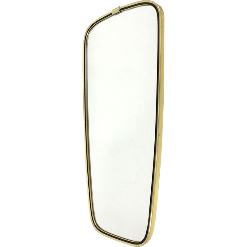 Miroir moderniste de forme libre avec cadre en métal doré - 1960