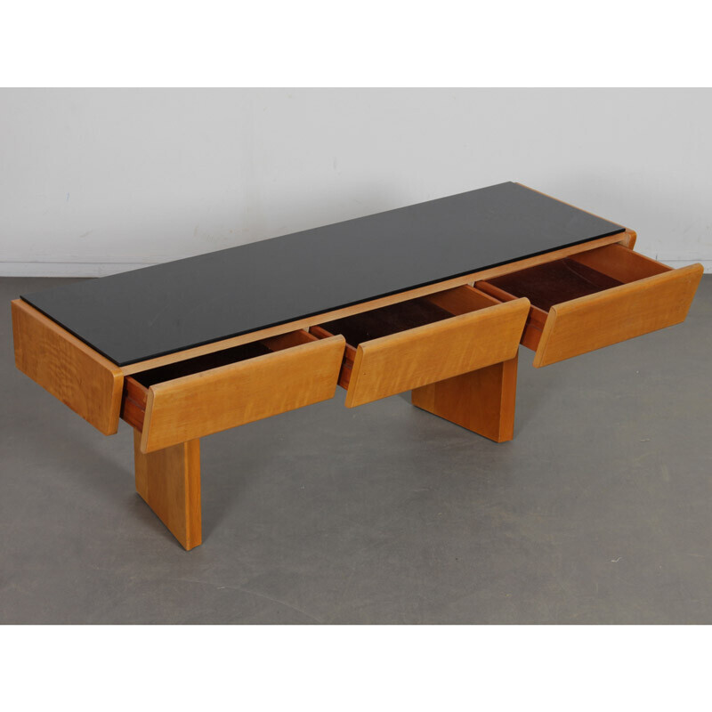 Vintage wood and opaline console, 1960