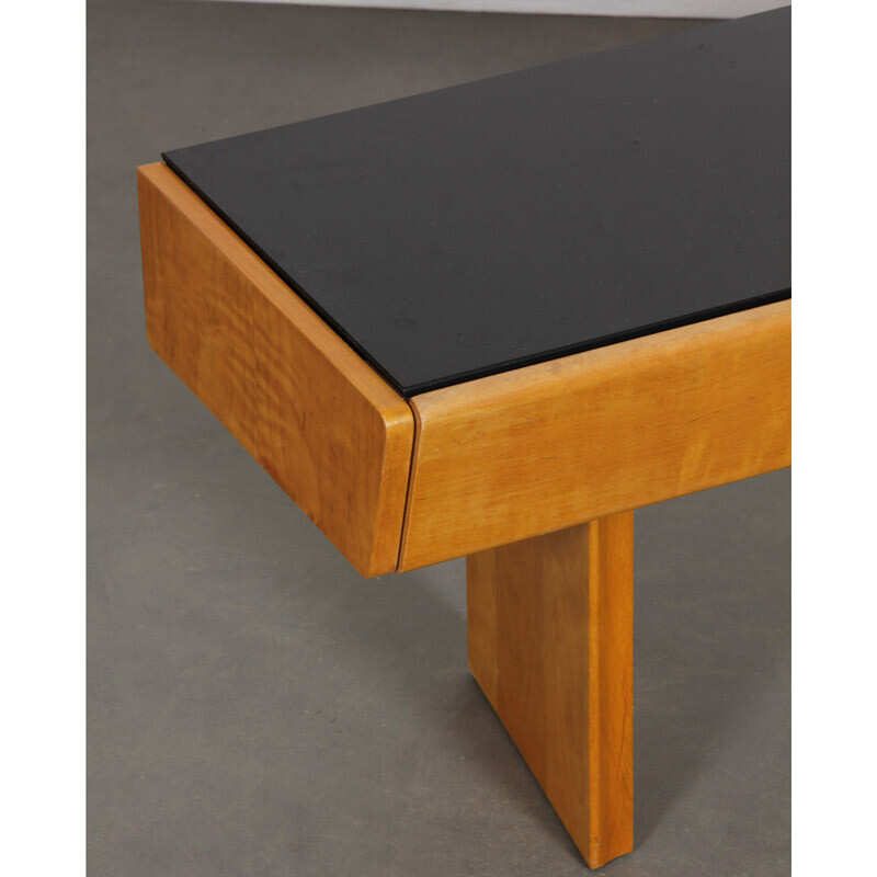 Consola vintage de madera y opalina, 1960