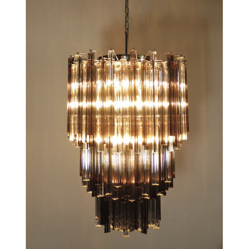 Vintage Italian chandelier in smoked Murano glass