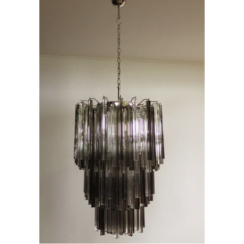 Vintage Italian chandelier in smoked Murano glass