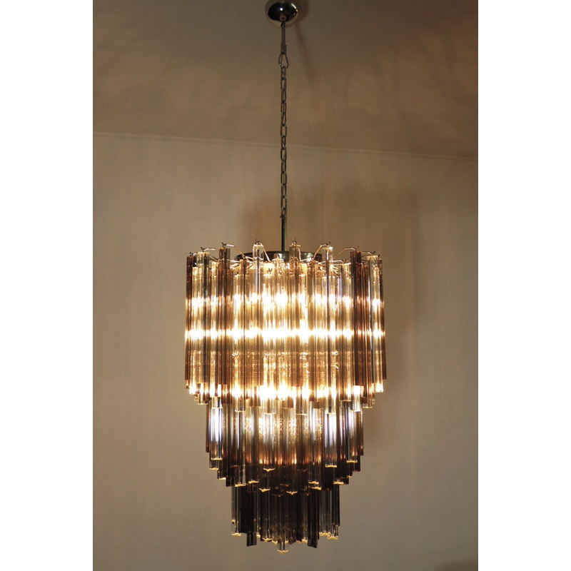 Vintage Italian chandelier in smoked Murano glass