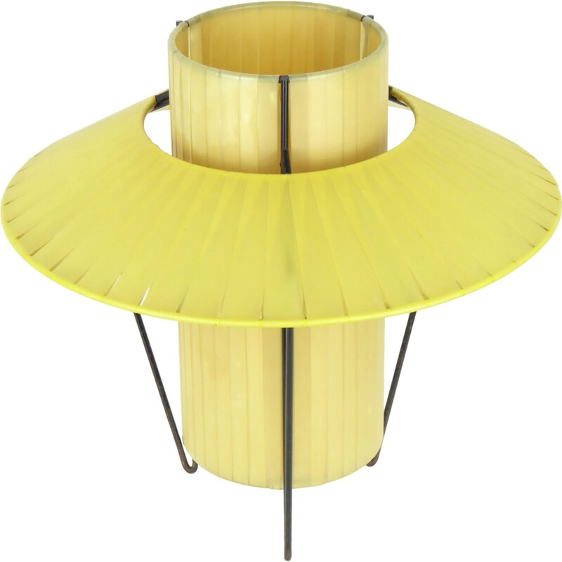 Lampion table lamp in yellow ribbon on black metal - 1950s