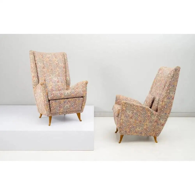 Pair of mid-century high back armchairs by Gio Ponti for Isa Bergamo, 1950s