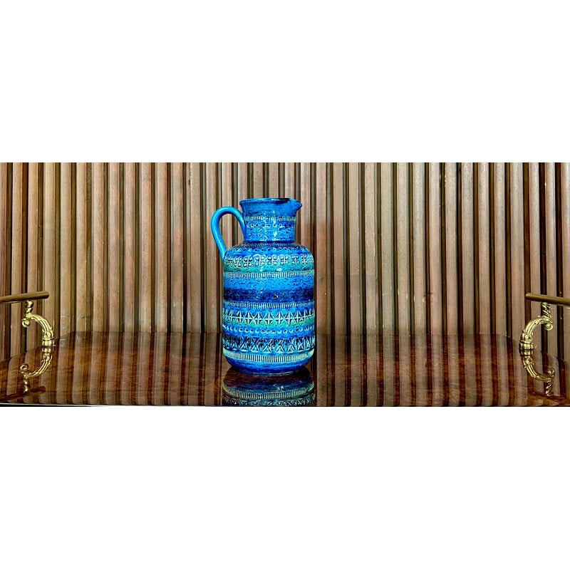Vintage Italian 'Rimini Blu' glazed ceramic vase Jar by Aldo Londi for Bitossi, 1950s