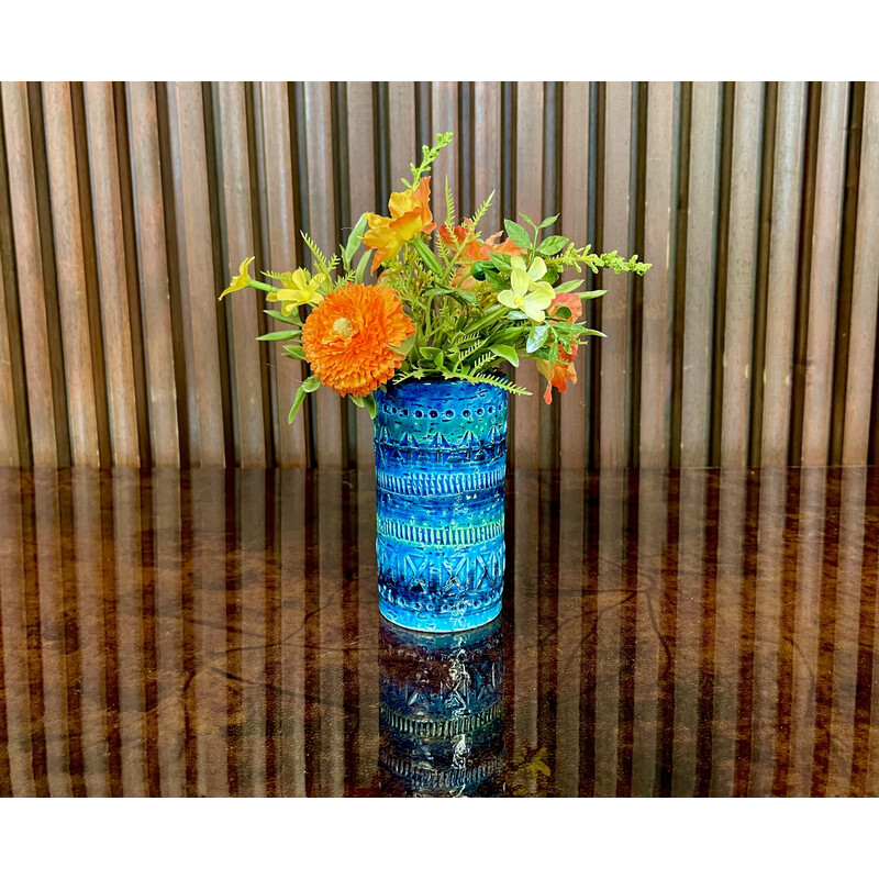 Vintage Italian 'Rimini Blu' glazed ceramic vase by Aldo Londi for Bitossi, 1950s