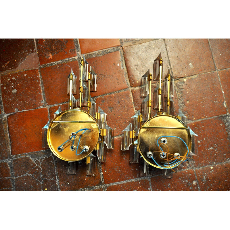 Pair of vintage wall lamps by Oscar Torlasco, Italy 1970