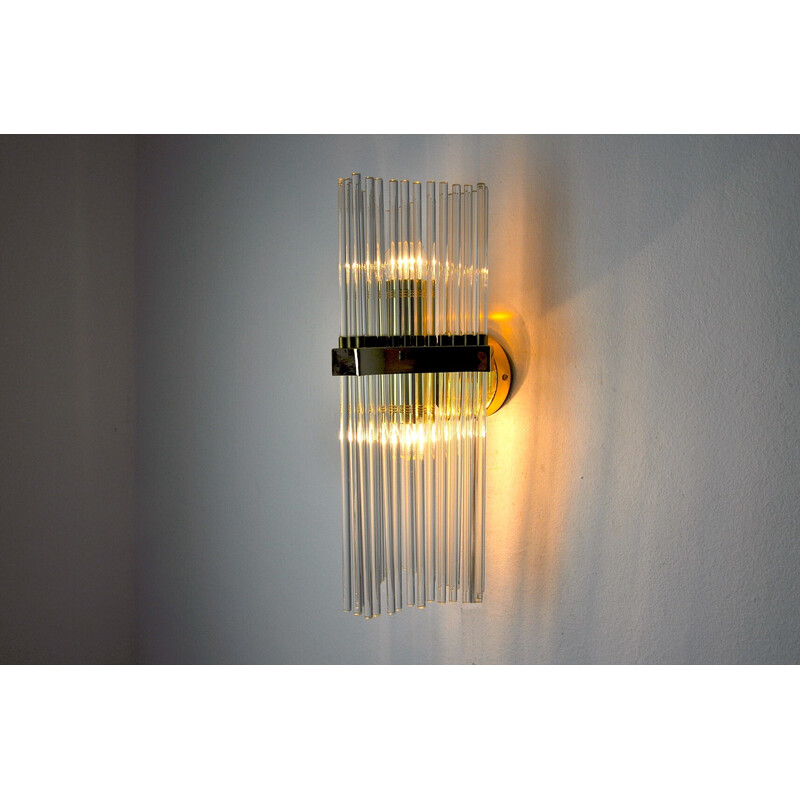 Vintage Murano glass wall lamp by Sciolari for Lightolier, Italy 1970