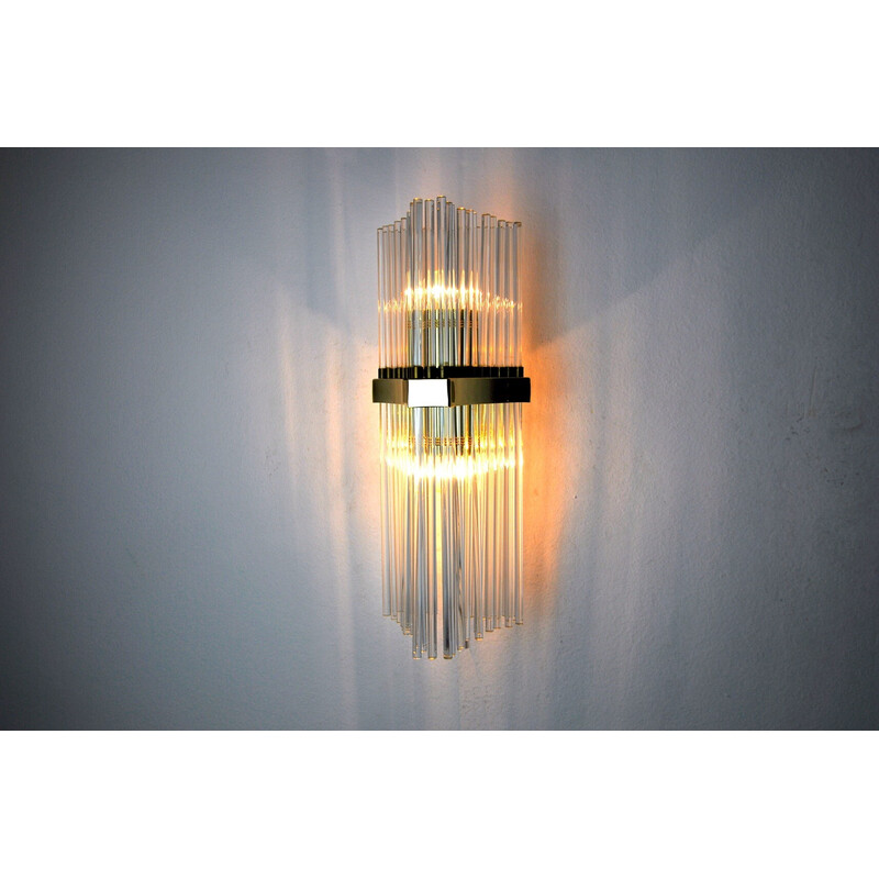 Vintage Murano glass wall lamp by Sciolari for Lightolier, Italy 1970