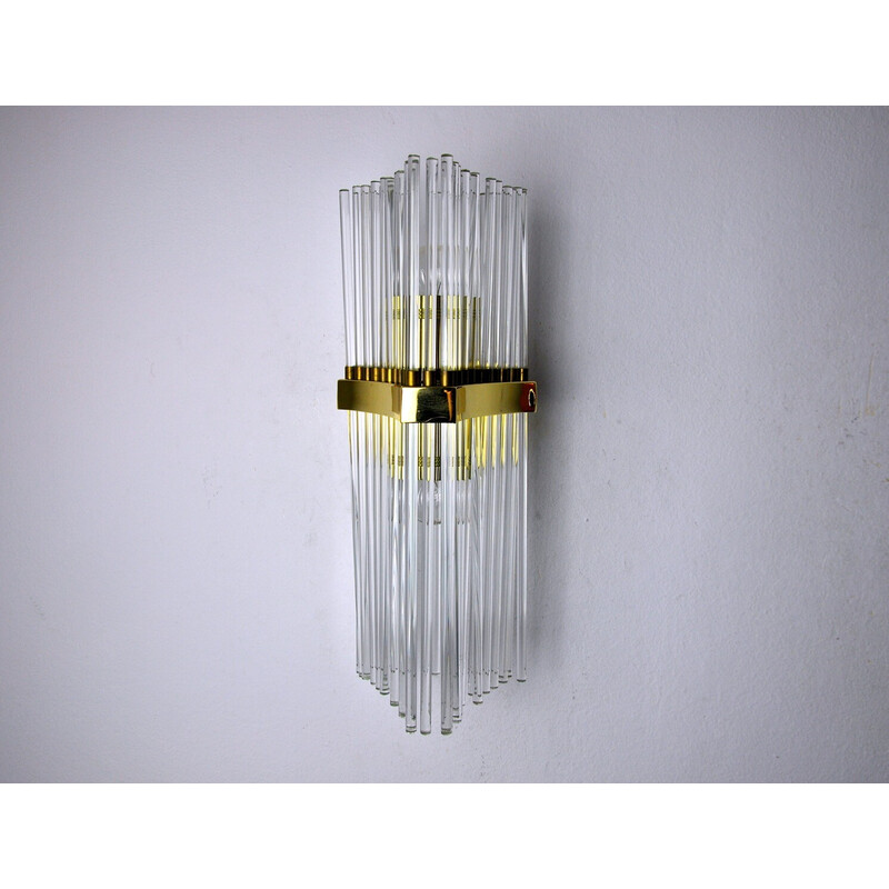 Vintage Murano glass wall lamp by Sciolari for Lightolier, Italy 1970