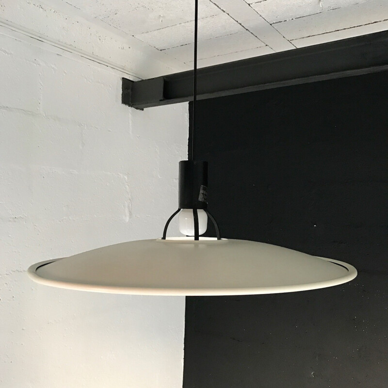 White hanging lamp in metal by Gino Sarfatti for Arteluce - 1970s