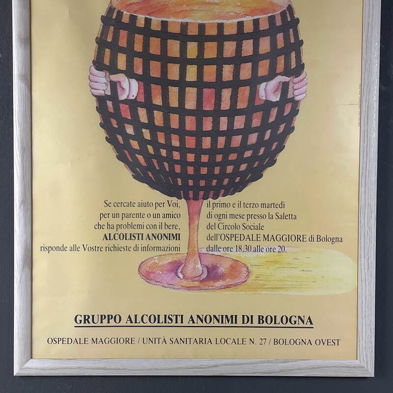Lote de 4 carteles vintage Alcohólicos Anónimos por Ennio Tamburi Bolonia, Italia Años 80