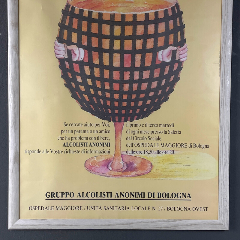 Set di 4 manifesti d'epoca Alcolisti Anonimi di Ennio Tamburi Bologna, Italia anni '80