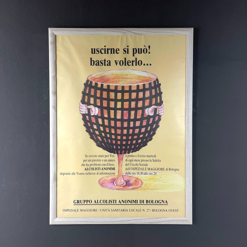 Ensemble de 4 affiches vintage Alcooliques Anonymes par Ennio Tamburi Bologne, Italie 1980