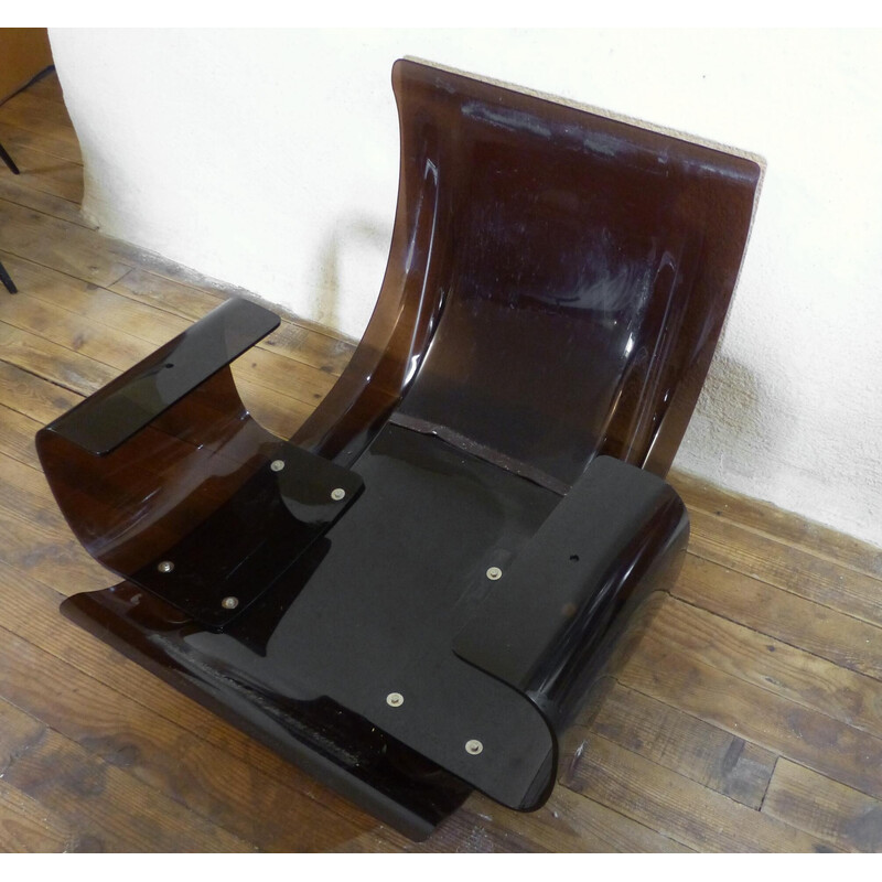 Vintage Marsala fauteuil in leer van Michel Ducaroy voor Ligne Roset, 1970