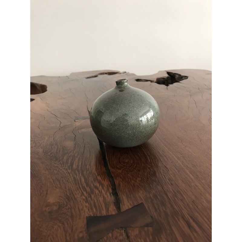 Green vase in ceramics by Jacques & Dani Ruelland - 1950s