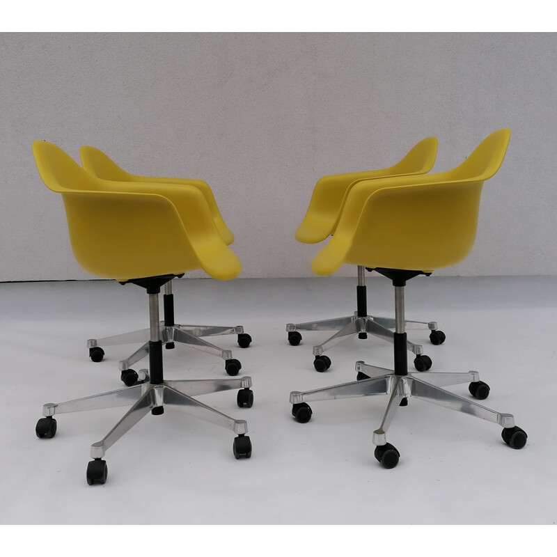 Set of 4 vintage Pacc lime plastic chairs by Charles and Ray Eames for Vitra, 2000