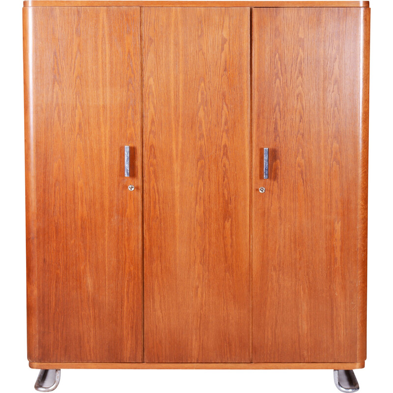 Vintage oakwood Bauhaus cabinet, Czechia 1930s