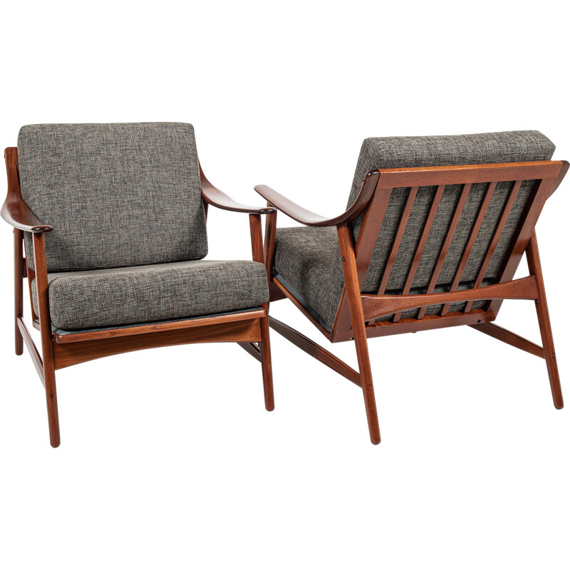 Pair of mid century Danish armchairs in teak by Arne Hovmand Olsen for Mogens Kold, 1960s