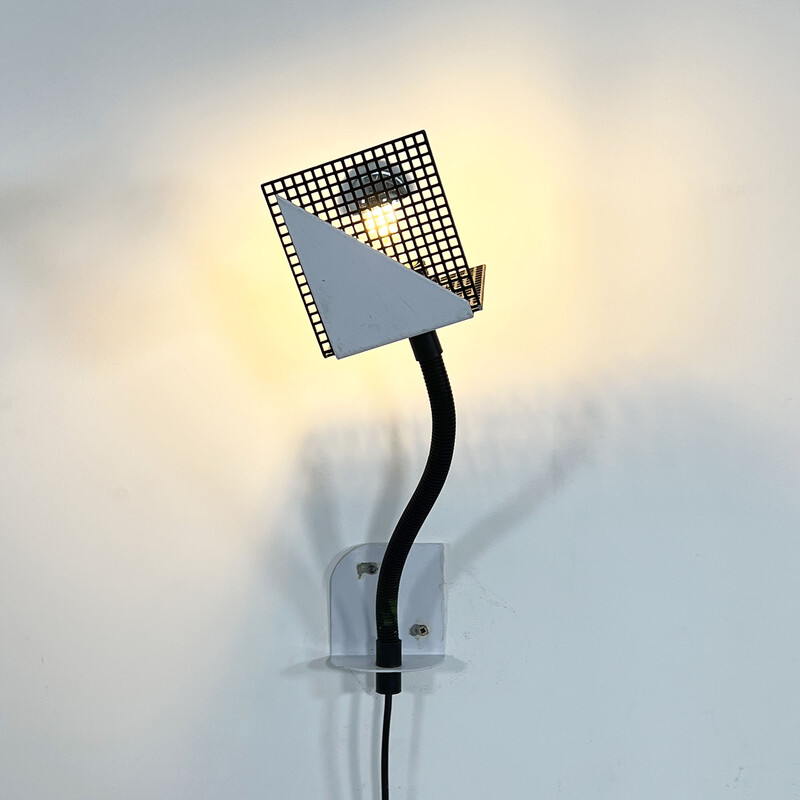 Vintage adjustable geometric wall lamp in metal, 1980s