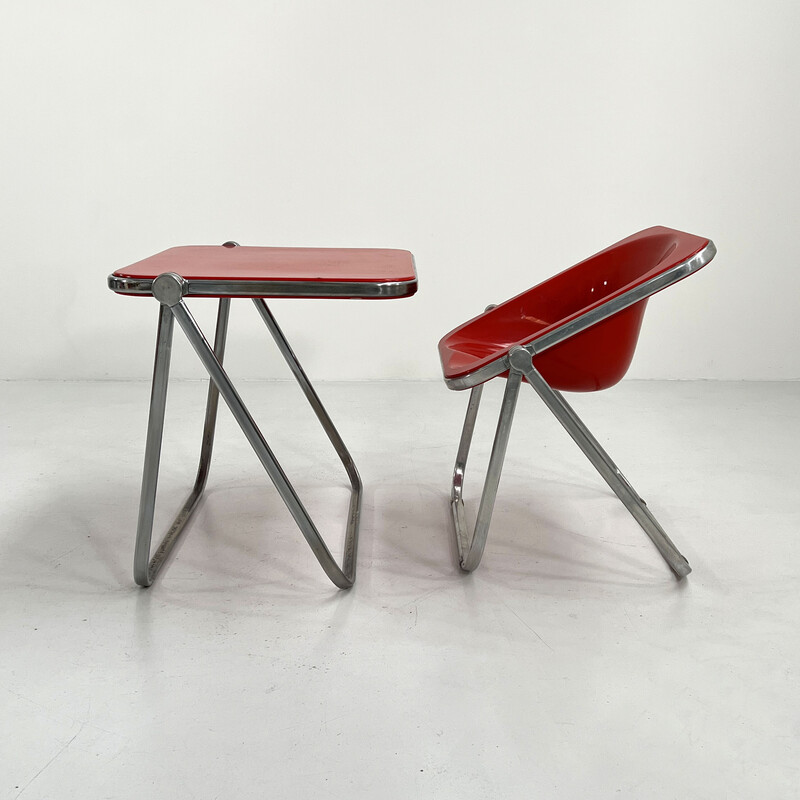 Vintage red Platone folding desk by Giancarlo Piretti for Anonima Castelli, 1970s
