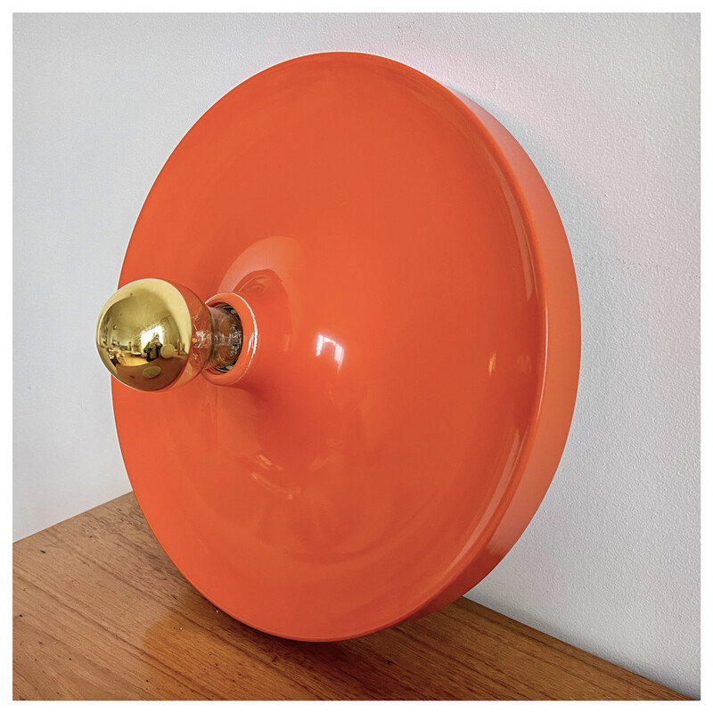 Lampade da parete arancioni tedesche vintage Honsel Leuchten, stile Charlotte Perriand