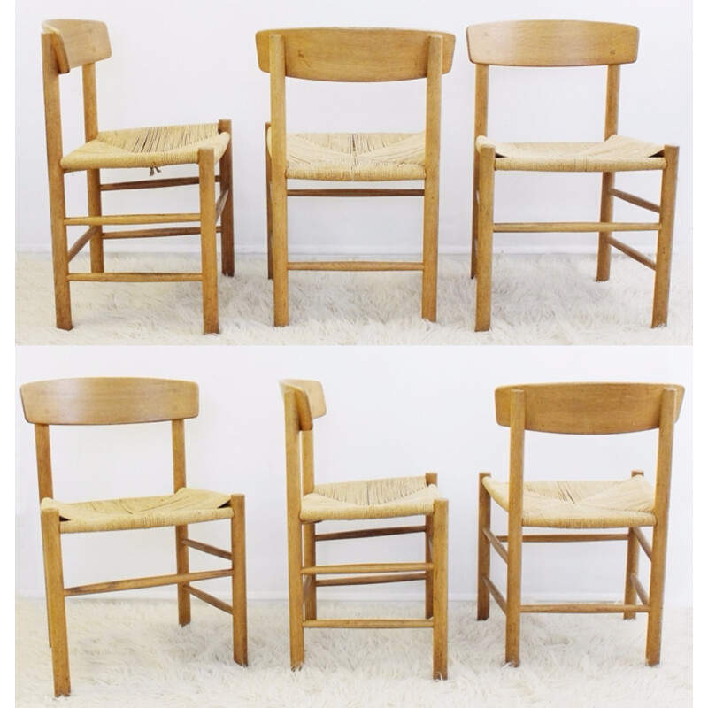 Set of 6 modele J39 chairs by Mogensen - 1950s