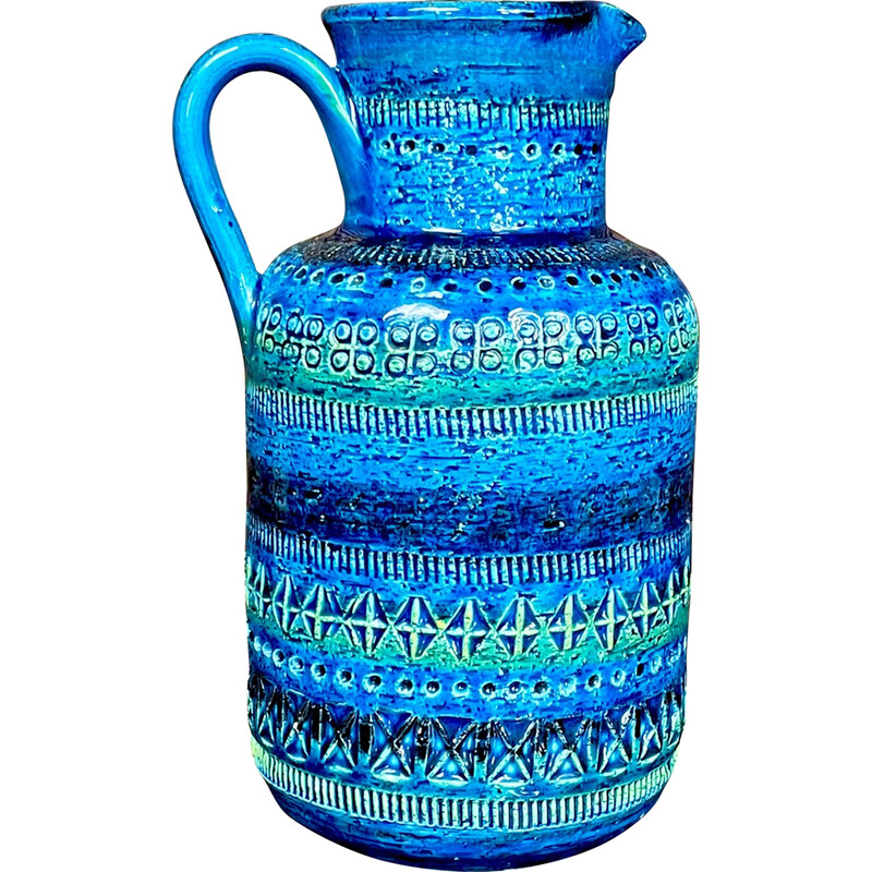Vintage Italiaanse 'Rimini Blu' geglazuurde keramische vaas Pot door Aldo Londi voor Bitossi, jaren 1950