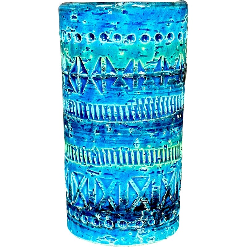 Italienische Vase aus glasierter Keramik 'Rimini Blu' von Aldo Londi für Bitossi, 1950er Jahre