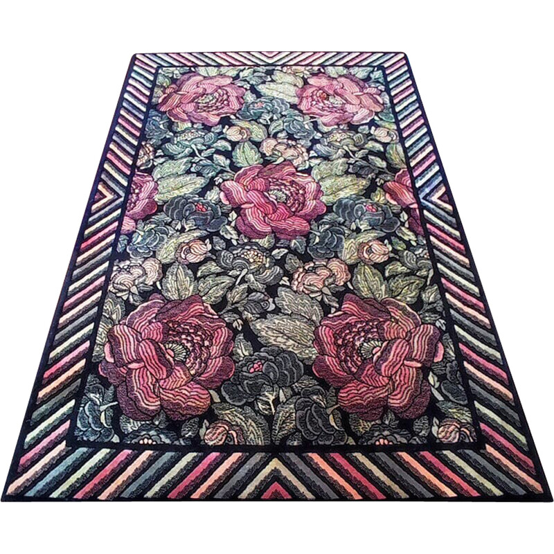 Vintage Italian woolen rug by Ottavio Missoni for T and J Vestor, 1980s