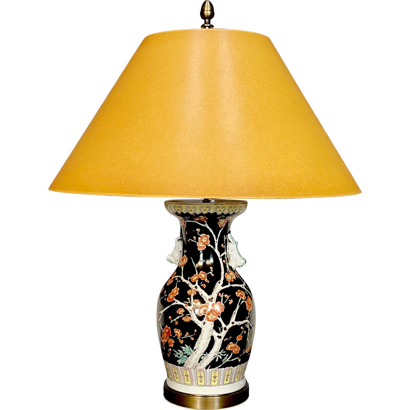 Shetland vermijden replica Vintage Chinese porseleinen tafellamp met bloeiende takken decor, jaren 1930