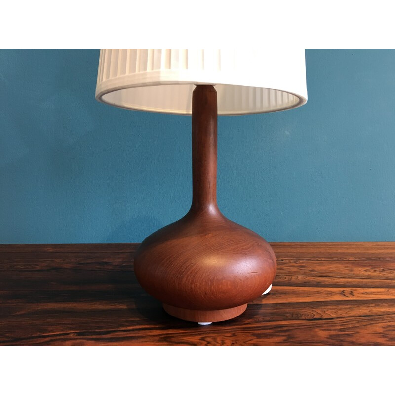 Lampe de table vintage en bois teck Scandinave - 1960