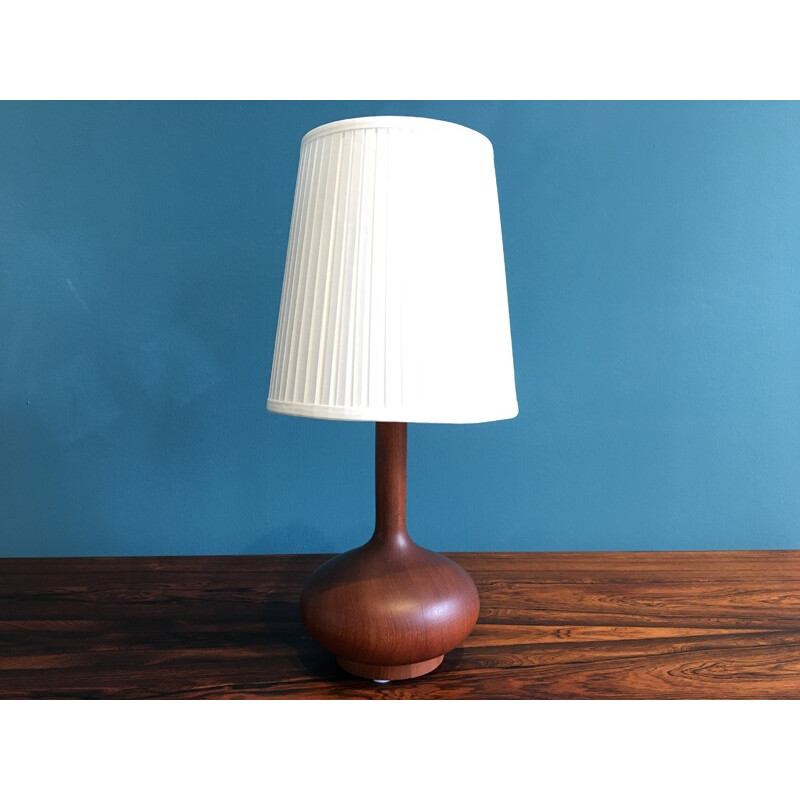 Lampe de table vintage en bois teck Scandinave - 1960