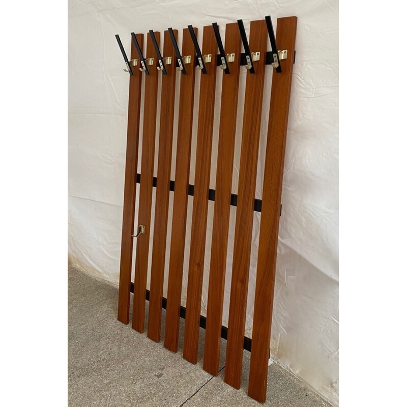 Vintage teak wall coat rack, 1960-1970