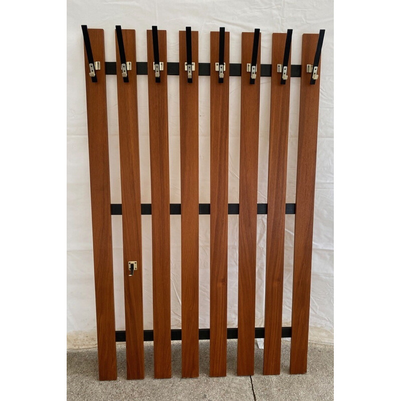 Vintage teak wall coat rack, 1960-1970