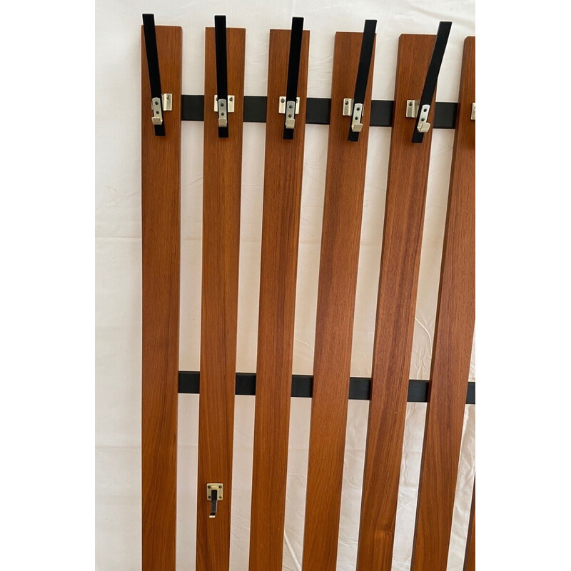 Vintage teak wall coat rack, 1960-1970