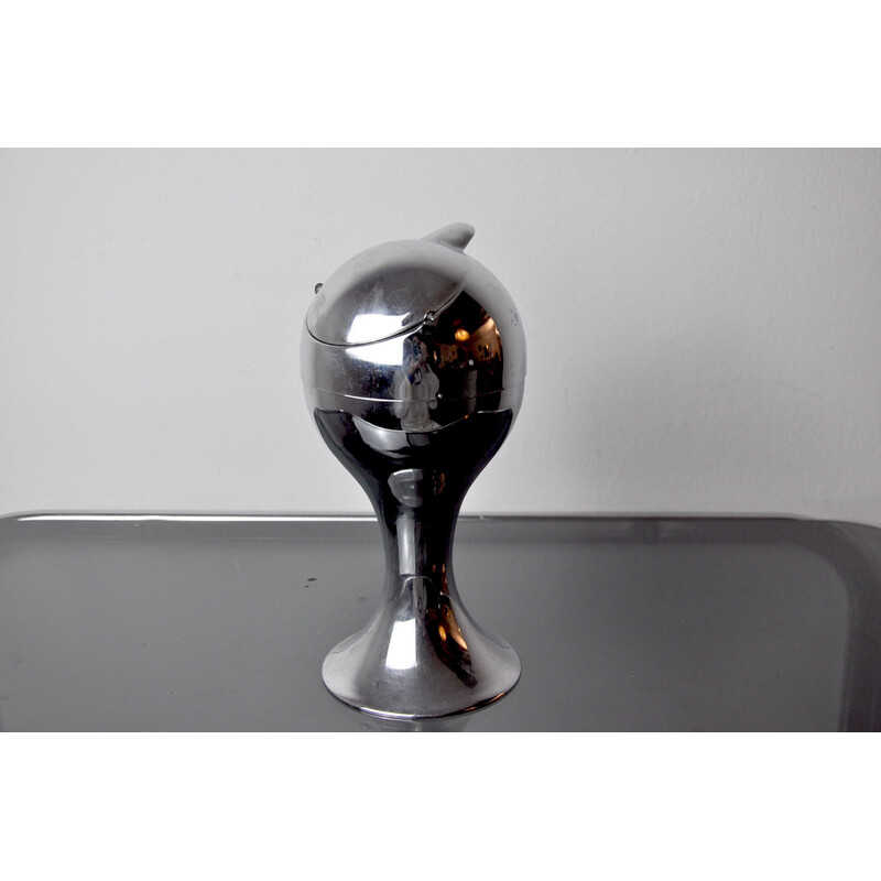 Vintage space age ashtray in chromed metal, Italy 1970