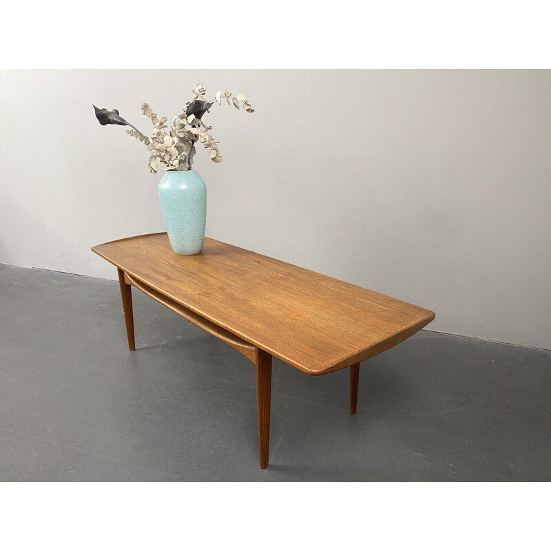 Vintage teak coffee table by Tove and Edvard Kindt-Larsen for France and Son, Denmark 1960