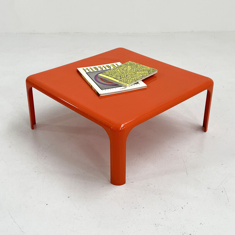 Table basse Demetrio 70 orange vintage par Vico Magistretti pour Artemide, 1960