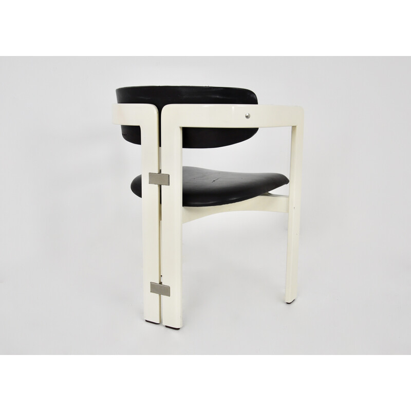 Satz von 4 Vintage 'Pamplona' Stühlen aus Holz und Leder von Augusto Savini für Pozzi, 1960
