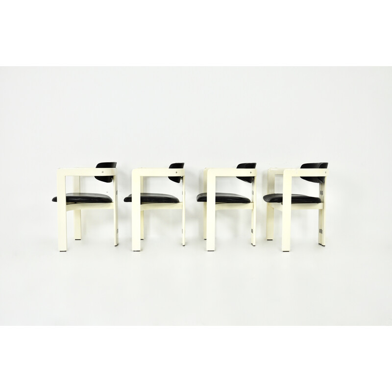 Satz von 4 Vintage 'Pamplona' Stühlen aus Holz und Leder von Augusto Savini für Pozzi, 1960