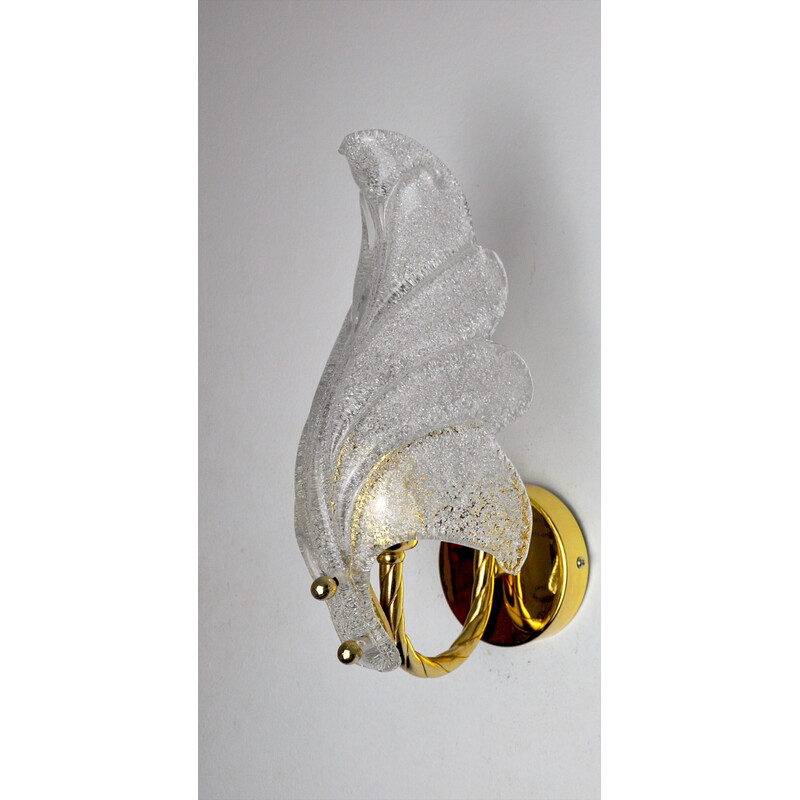 Vintage Murano glass "leaf" wall lamp by Carl Fagerlund, Germany 1970