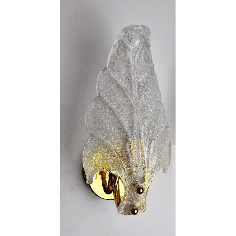 Vintage Murano glass "leaf" wall lamp by Carl Fagerlund, Germany 1970