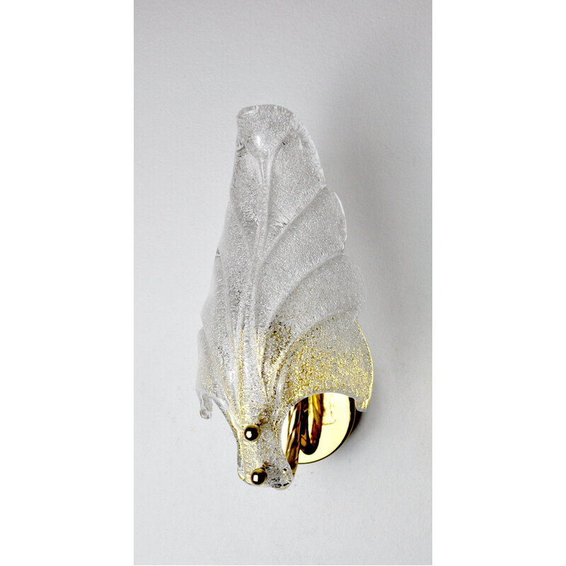 Vintage Murano glass "leaf" wall lamp by Carl Fagerlund, Germany 1970