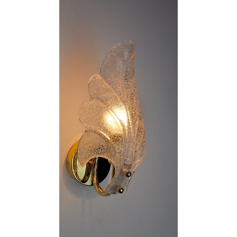 Vintage Murano glass "leaf" wall lamp by Carl Fagerlund, Germany 1970