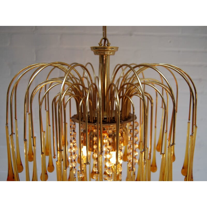 Italian chandelier in brass and glass - 1950s