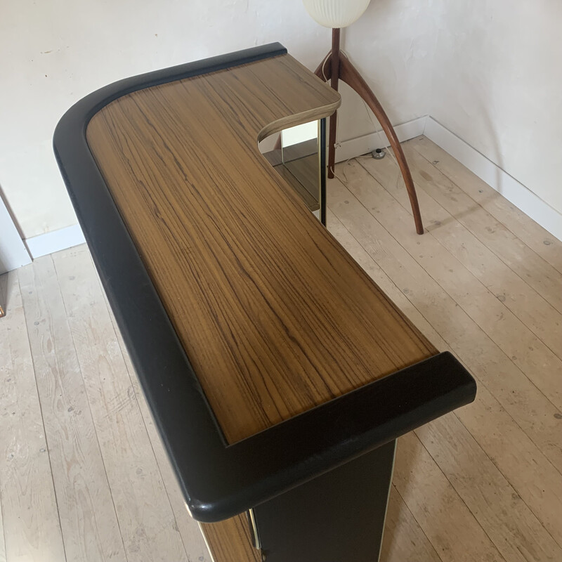 Vintage leatherette and wood bar counter