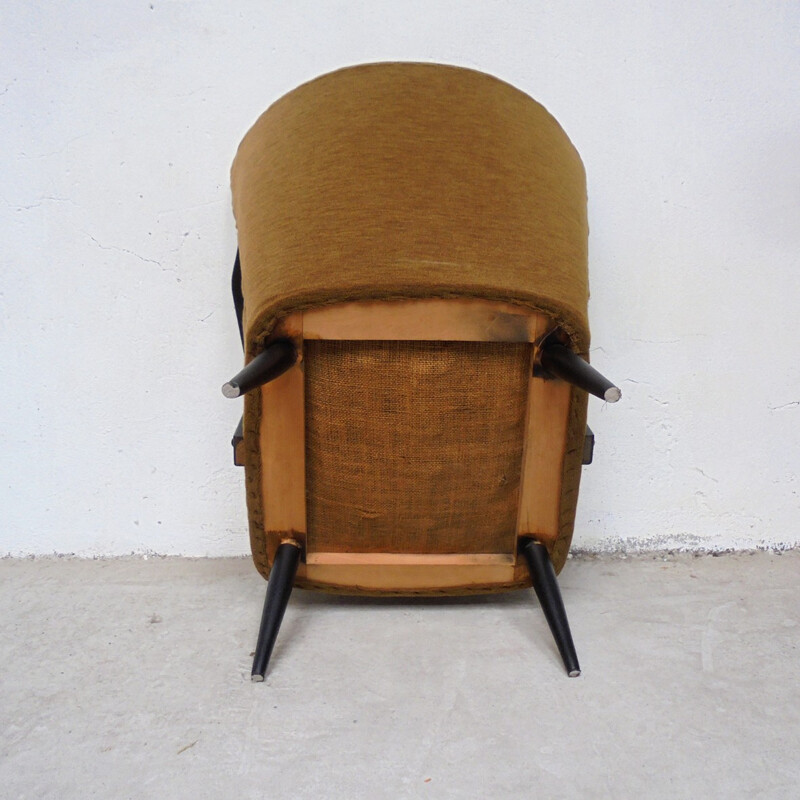 Pair of khaki cocktail bridge armchairs - 1960s