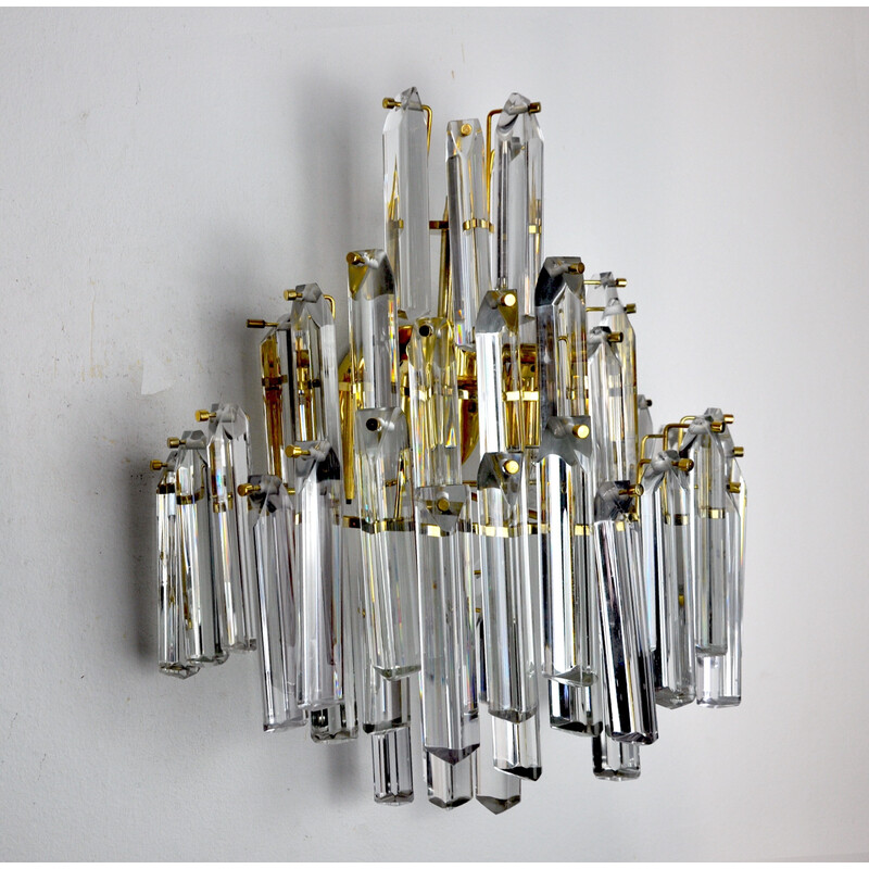 Vintage Venini 3-level wall lamp in Murano glass, Italy 1970